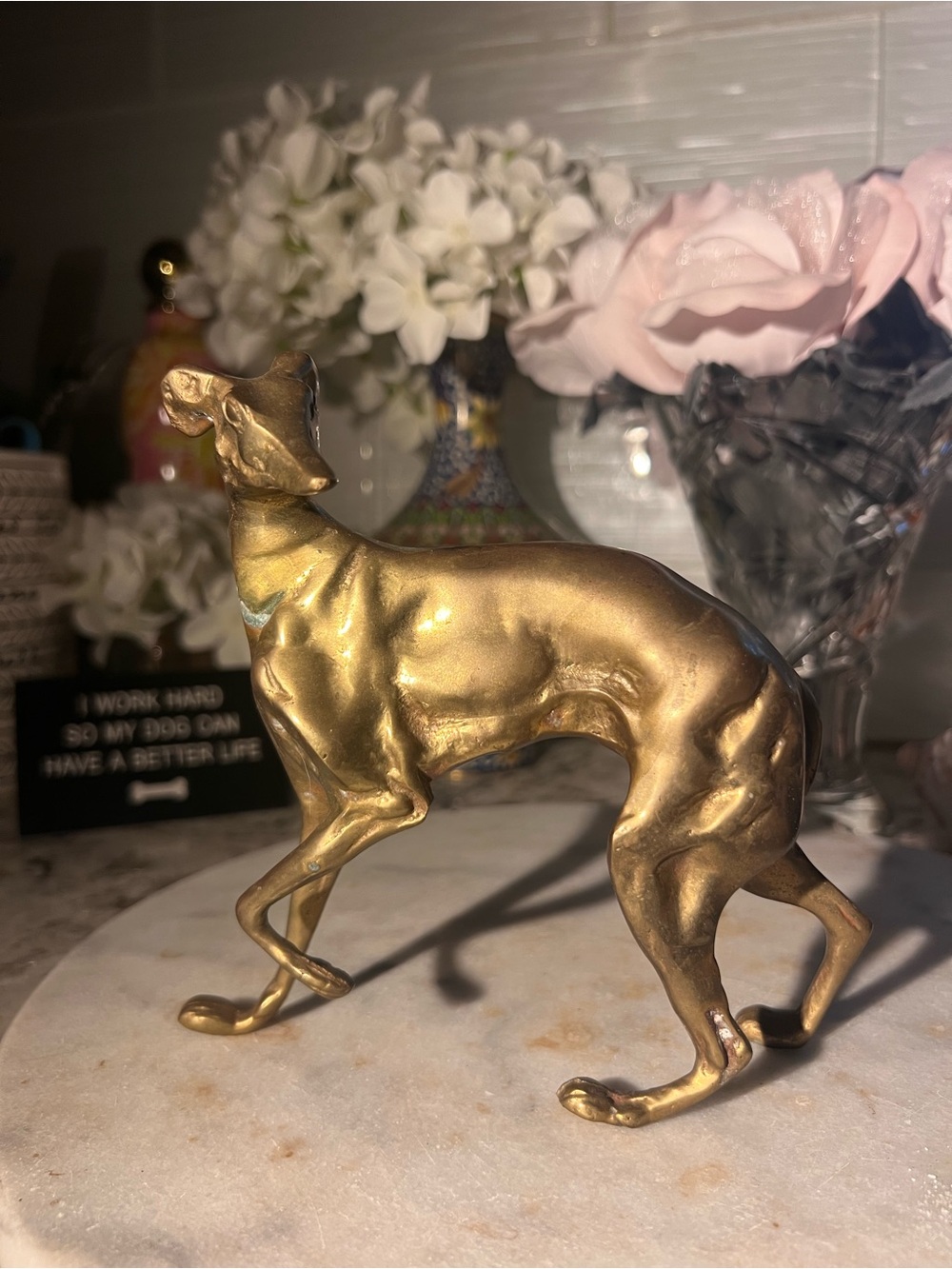 Brass Greyhound Sculpture - Amazing sculptural detail!